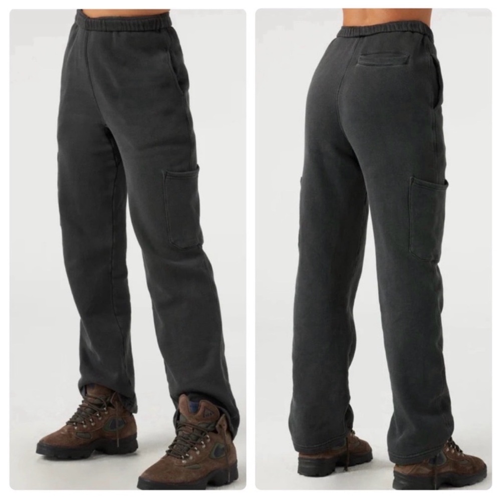 Joah Brown Cargo Jogger Washed Black French Terry Size S/M